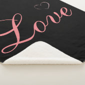 Trendy Hartgrijs Calligrafie Liefde Bruiloft Sherpa Deken (3/4)