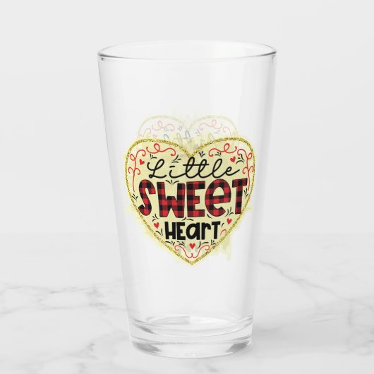 Trendy Heart Glitter Valentijnsdag Glas (Achterkant)