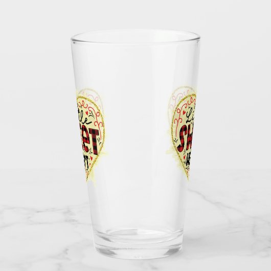 Trendy Heart Glitter Valentijnsdag Glas (Links)