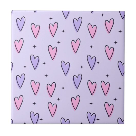 Trendy Heart Pattern Ceramic Tile Tegeltje (Voorkant)