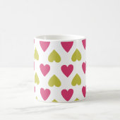 Trendy Heart Pattern | Roze en groene harten Koffiemok (Center)