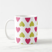 Trendy Heart Pattern | Roze en groene harten Koffiemok (Links)