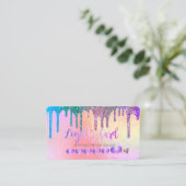 Trendy Hearts Rainbow Glitter Drift Holographic Klantenkaartje (Staand voorkant)