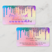 Trendy Hearts Rainbow Glitter Drift Holographic Klantenkaartje (Voorkant / Achterkant)