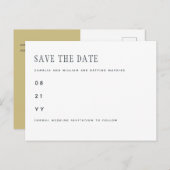 Trendy Heden Witgouden Trouwkaart SAVE THE DATE Briefkaart (Voorkant / Achterkant)