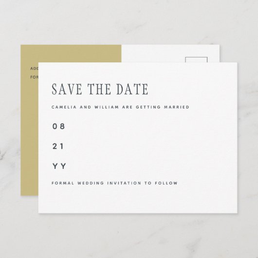 Trendy Heden Witgouden Trouwkaart SAVE THE DATE Briefkaart (Voorkant / Achterkant)