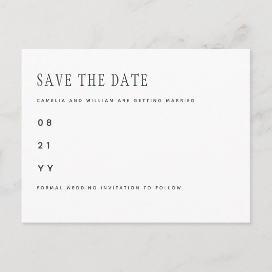 Trendy Heden Witgouden Trouwkaart SAVE THE DATE Briefkaart (Voorkant)