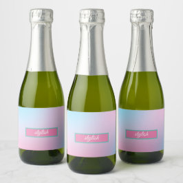 Trendy hedendaags Blauwgroen roze blauw Sparkling Wijnetiket