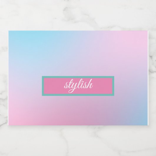 Trendy hedendaags Blauwgroen roze blauw Sparkling Wijnetiket (Enkel label)