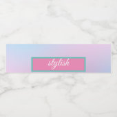 Trendy hedendaags Blauwgroen roze blauw Waterfles Etiket (Enkel label)