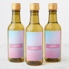 Trendy hedendaags Blauwgroen roze blauw Wijn Etiket