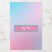 Trendy hedendaags Blauwgroen roze blauw Wijn Etiket (Enkel label)