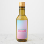 Trendy hedendaags Blauwgroen roze blauw Wijn Etiket (Voorkant)