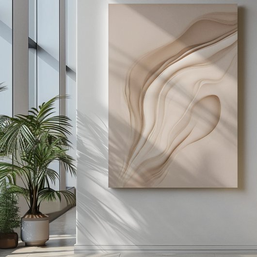 Trendy Hedendaagse Beige Abstracte Kunst Poster
