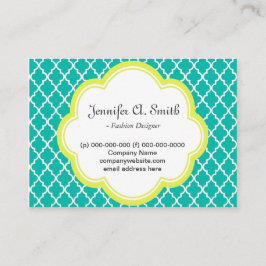 trendy, heerlijk, klassiek, geel, blauwgroen quatr visitekaartje