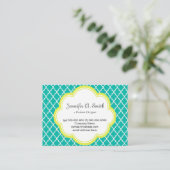 trendy, heerlijk, klassiek, geel, blauwgroen quatr visitekaartje (Staand voorkant)