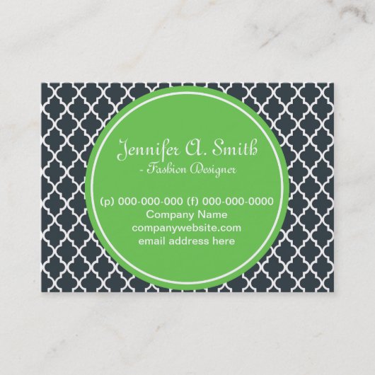 trendy, heerlijk, klassiek, groen, B&W quatrefoil Visitekaartje (Voorkant)