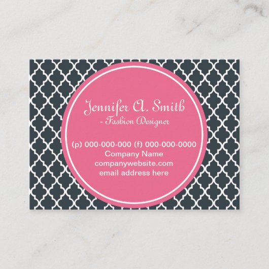 trendy, heerlijk, klassiek, meisje B&W quatrefoil Visitekaartje (Voorkant)