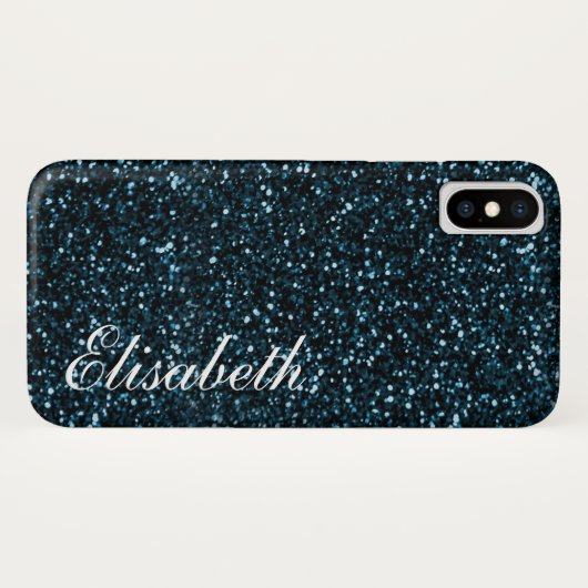 Trendy Heet donkerblauw geprint glitter gepersonal Case-Mate iPhone Case (Achterkant (horizontaal))