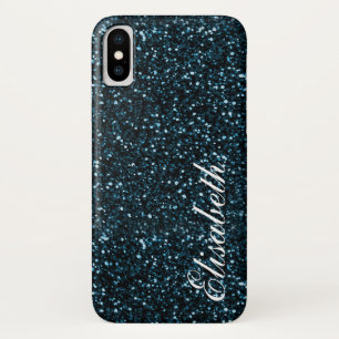 Trendy Heet donkerblauw geprint glitter gepersonal iPhone X Hoesje