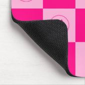 Trendy Heet Roze Geruit & Glimlachend Gezicht Muismat (Hoek)