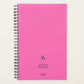 Trendy Heet Roze Modern Monogram Wekelijks Planner (Voorkant)