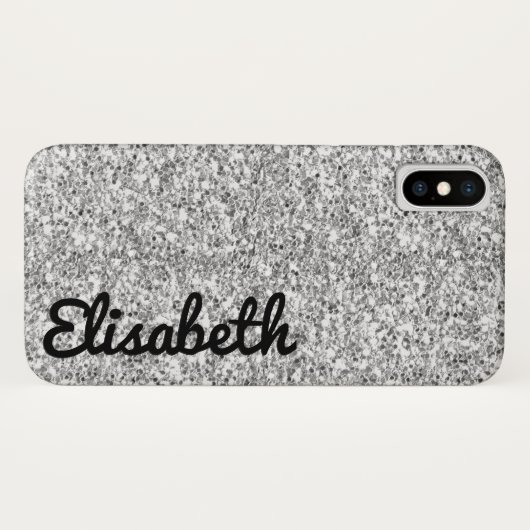 Trendy Heet zilver bedrukt glitter gepersonaliseer Case-Mate iPhone Case (Achterkant (horizontaal))