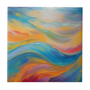 Trendy Helder Abstract Blauw geel Patroon Tegeltje