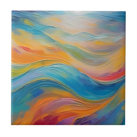 Trendy Helder Abstract Blauw geel Patroon Tegeltje (Voorkant)