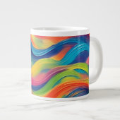 Trendy Helderblauw geel Abstract Patroon Grote Koffiekop (Voorkant rechts)