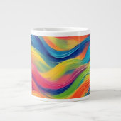 Trendy Helderblauw geel Abstract Patroon Grote Koffiekop (Voorkant)