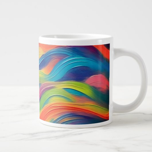 Trendy Helderblauw geel Abstract Patroon Grote Koffiekop (Rechts)