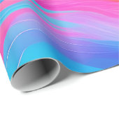 Trendy Helderblauw Roze Geel Abstract Patroon Cadeaupapier (Rol Hoek)