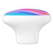 Trendy Helderblauw Roze Geel Abstract Patroon Keramische Knop (Zijkant)