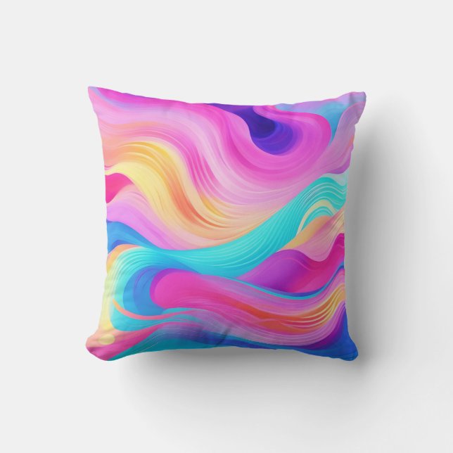 Trendy Helderblauw Roze Geel Abstract Patroon Kussen (Voorkant)