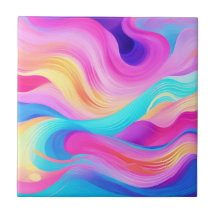 Trendy Helderblauw Roze Geel Abstract Patroon