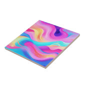 Trendy Helderblauw Roze Geel Abstract Patroon Tegeltje (Zijkant)