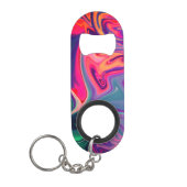 Trendy helderblauw roze groen abstract patroon mini flessenopener (Voorkant)