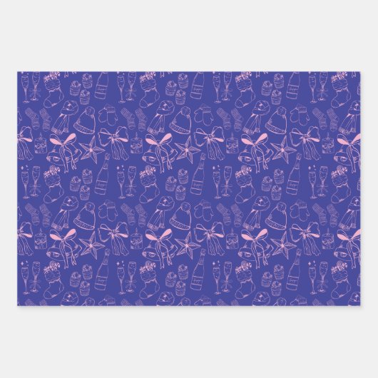 Trendy Heldere Kleurrijke Hand getrokken Roze Vaka Inpakpapier Vel (Voorkant 3)