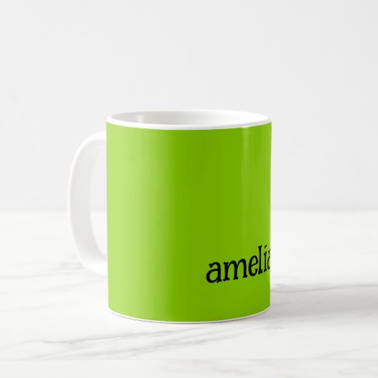 Trendy heldergroene gepersonaliseerde koffiemok (Voorkant links)