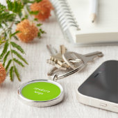 Trendy heldergroene gepersonaliseerde sleutelhanger (Zijkant)
