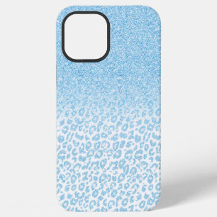 Trendy Hemelblauwe Glitter Luipaard Print Ombre De iPhone 12 Pro Max Hoesje