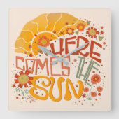 Trendy Here Comes The Sun Quote Inspirerende Klok (Voorkant)