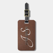 Trendy Heren Monogram Leer Textuur Uitzicht Bagagelabel (Voorkant verticaal)