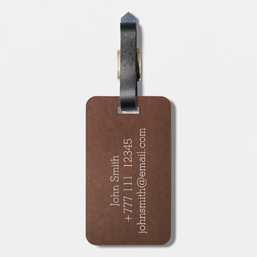 Trendy Heren Monogram Leer Textuur Uitzicht Bagagelabel (Achterkant verticaal)