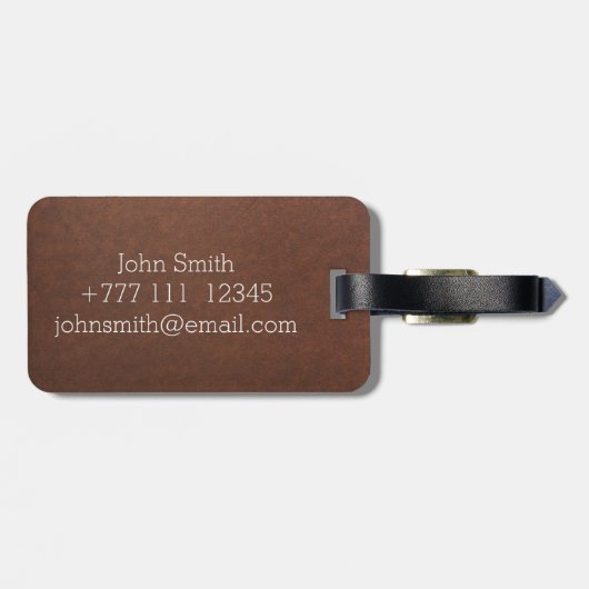 Trendy Heren Monogram Leer Textuur Uitzicht Bagagelabel (Achterkant horizontaal)