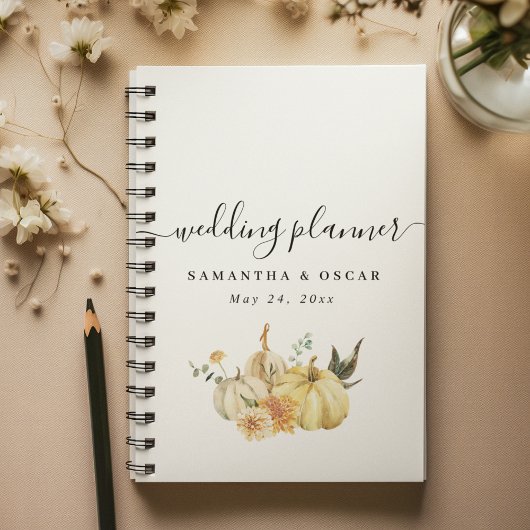 Trendy Herfst Aquarel Pompoen & Bloemen Planner
