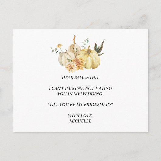Trendy Herfst Aquarel Pompoen & Bloemen Uitnodiging Briefkaart (Achterkant)