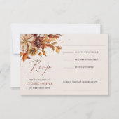 Trendy herfst bloemen en bladeren loof bruiloft RSVP kaartje (Voorkant)