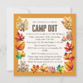 Trendy Herfst Camp Out Verjaardagsfeestuitnodiging Kaart (Voorkant)